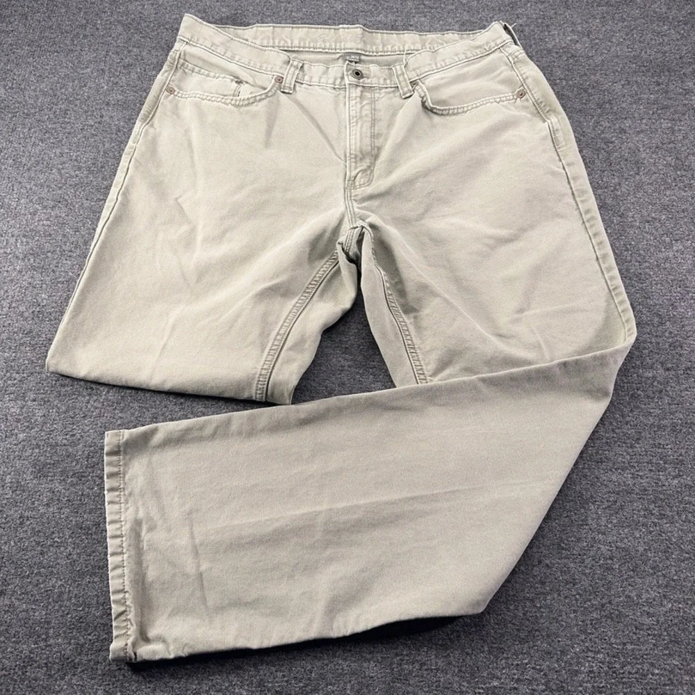 Eddie Bauer Mens Sage Green Cotton Canvas Straight Leg Pants 36x32 D1753291